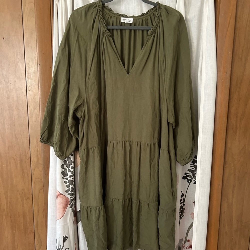 Elegant Olive Green Tunic Dress